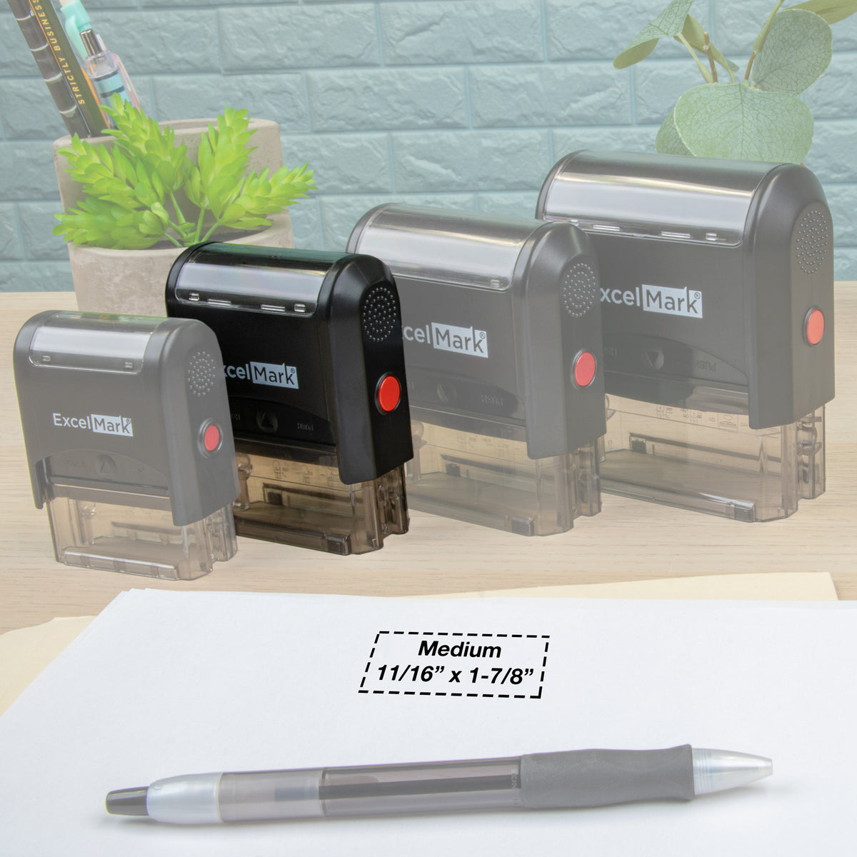  One Line Custom Rubber Stamp - Self-Inking Custom Stamp, 11  Colors Available - Clear Base & Refillable Ink Pad - Personalized Stamp for  Work, Business, Postage : Business Stamps : Office Products
