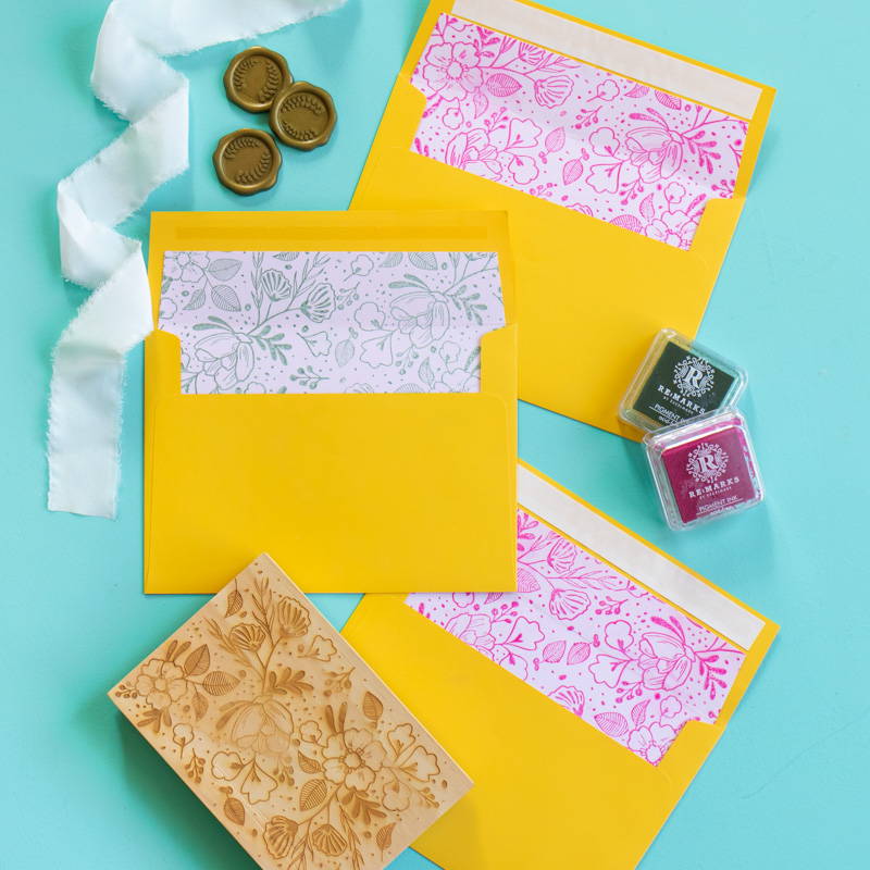 DIY Floral Stamped Envelope Liners –