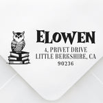 Book Owl Rectangle Address Stamp