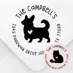 Pet Heart Silhouette Round Address Stamp