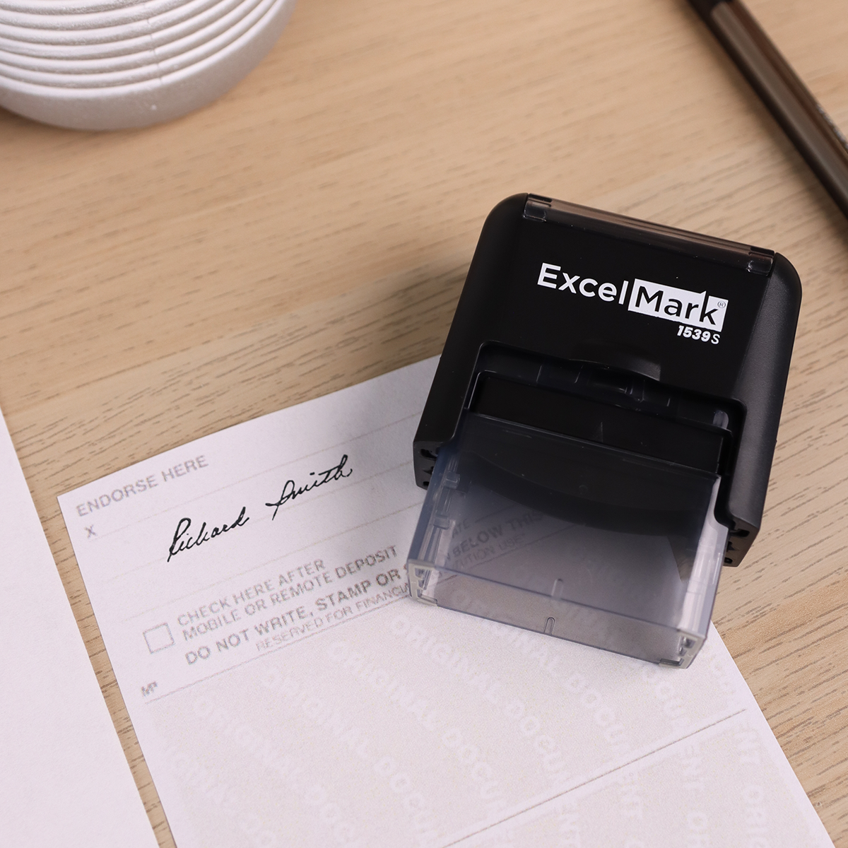 Signature Stamps Self Inking Personalized,38x14mm Custom Signature Stamp  for Signing Name for Checks,Business,Office,File,Deposit