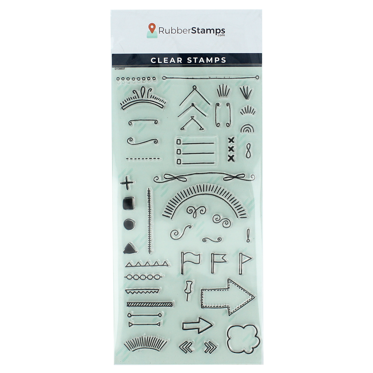 Bulletins and Flourishes Clear Stamp Set - RubberStamps.com