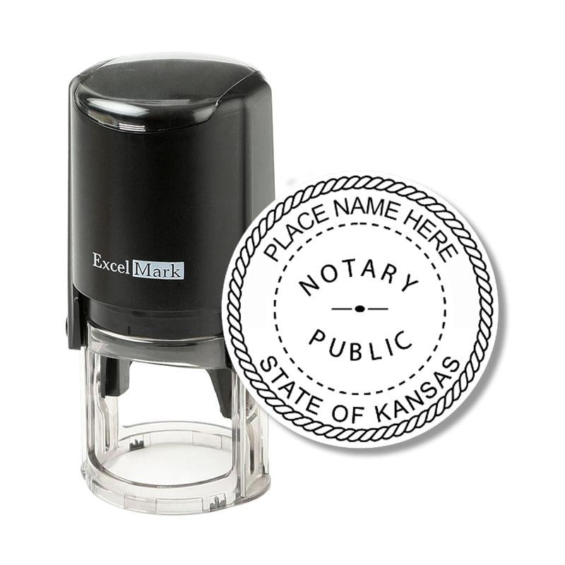 Round Kansas Notary Stamp RubberStamps