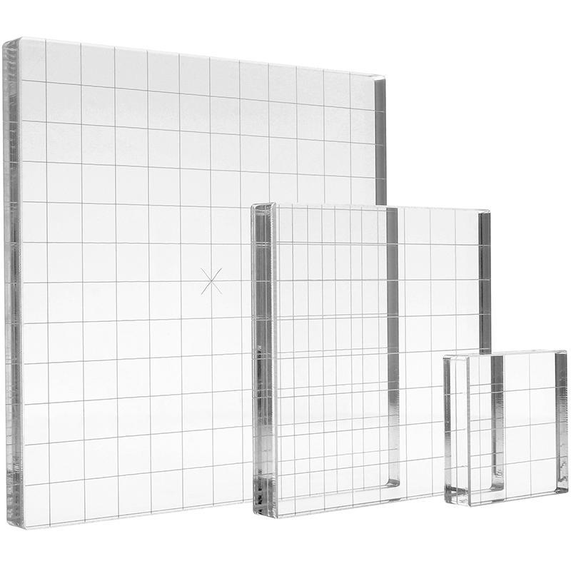  DECORA Acrylic Clear Rubber Stamping Blocks Set with Grid  Package of 3 : Arts, Crafts & Sewing